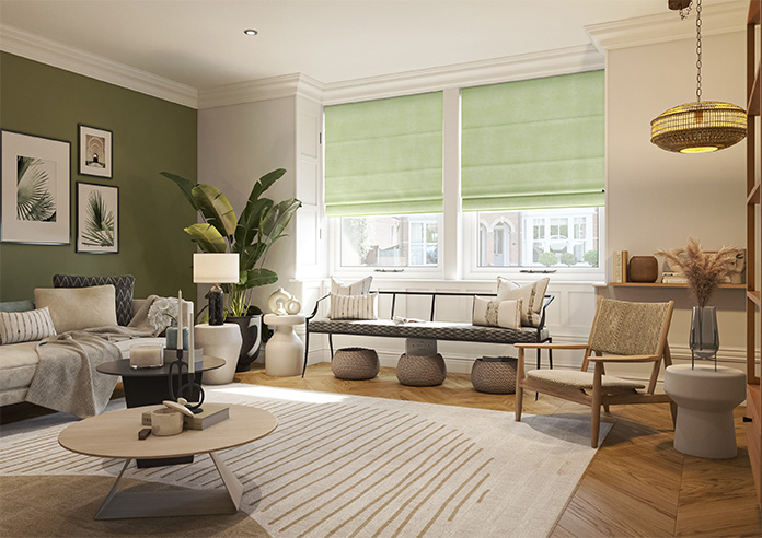 Florence Faux Suede, Green Leaf - Roman Blind - Image 6